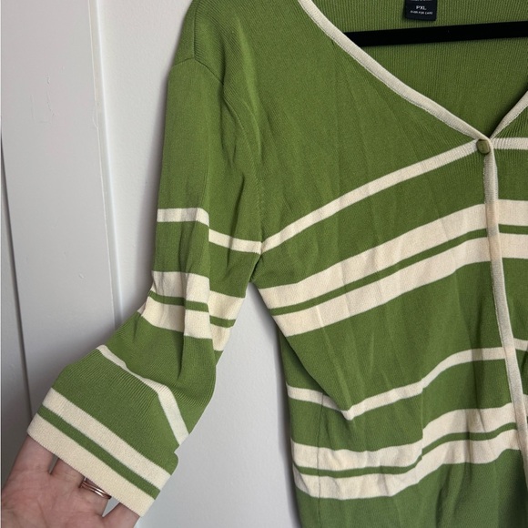 Finity Green and Cream Striped cardigan - Picture 3 of 5